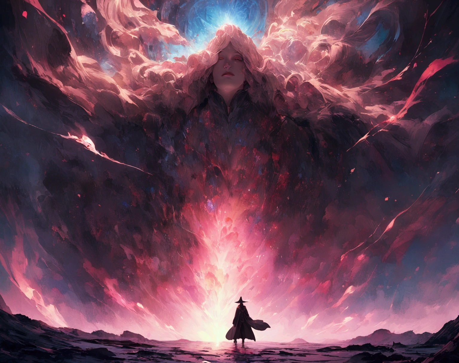 A man in a wizard's outfit within a magical aura