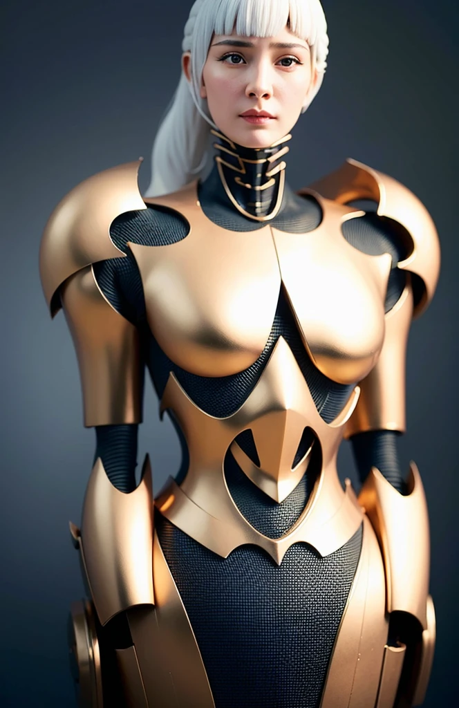 complex 3d render ultra detailed of a beautiful porcelain profile woman android face, cyborg, robotic parts, 150 mm, beautiful studio soft light, rim light, vibrant details, luxurious cyberpunk, lace, hyperrealistic, anatomical, facial muscles, cable electric wires, microchip, elegant, beautiful background, octane render, H. R. Giger style, 8k, best quality, masterpiece, illustration, an extremely delicate and beautiful, extremely detailed ,CG ,unity ,wallpaper, (realistic, photo-realistic:1.37),Amazing, finely detail, masterpiece,best quality,official art, extremely detailed CG unity 8k wallpaper, absurdres, incredibly absurdres,  robot, silver halmet, full body