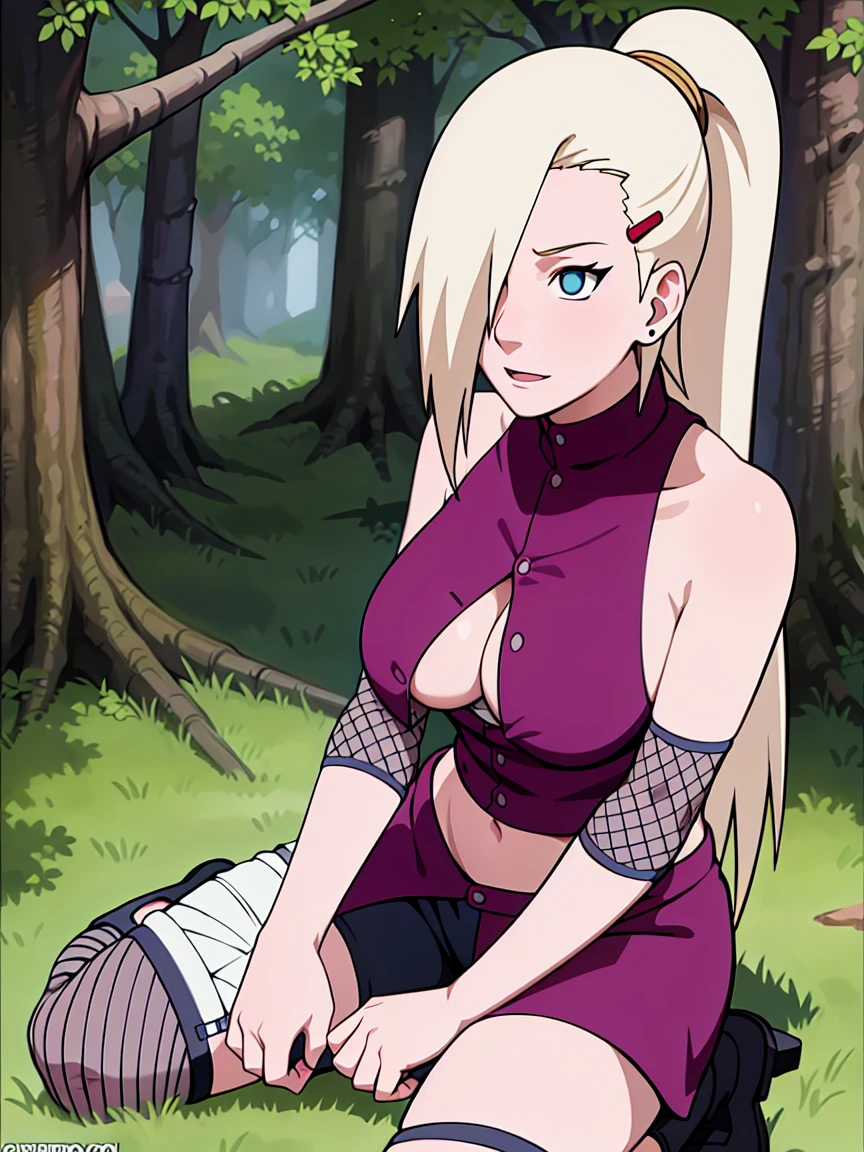 Ino Yamanaka, Big tits, charming,((( bare,wide hips,abdomen,sexy ,Sharp picture,On the tree,NSTDA., semi-naked,Clear eyes,full body,sleep,In dense forests.,open shirt,nipple))), blushing, cowboy shoot, Extraordinarily detailed face, sunny day, Daytime, upper body view, anime style, alone,in detail, Blonde, (Focus on the face), ((One eye is covered with fur., Hair over the eyes)), Medium bust, ปุ่มabdomen, sexually aroused, Thick arms, (off shoulder, Broad shoulders, curved body), hidden eyes, smile, open mouth, very happy, high, Hair clips, Looks sharp, Sharp face, Sharp eyes, cool colors, (sexually aroused),((full body))