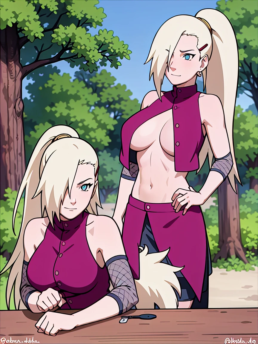 Ino Yamanaka, Big tits, charming,((( bare,wide hips,abdomen,sexy ,Sharp picture,On the tree,NSTDA., semi-naked,Clear eyes,full body,sleep,In dense forests.,open shirt,nipple))), blushing, cowboy shoot, Extraordinarily detailed face, sunny day, Daytime, upper body view, anime style, alone,in detail, Blonde, (Focus on the face), ((One eye is covered with fur., Hair over the eyes)), Medium bust, ปุ่มabdomen, sexually aroused, Thick arms, (off shoulder, Broad shoulders, curved body), hidden eyes, smile, open mouth, very happy, high, Hair clips, Looks sharp, Sharp face, Sharp eyes, cool colors, (sexually aroused),((full body))