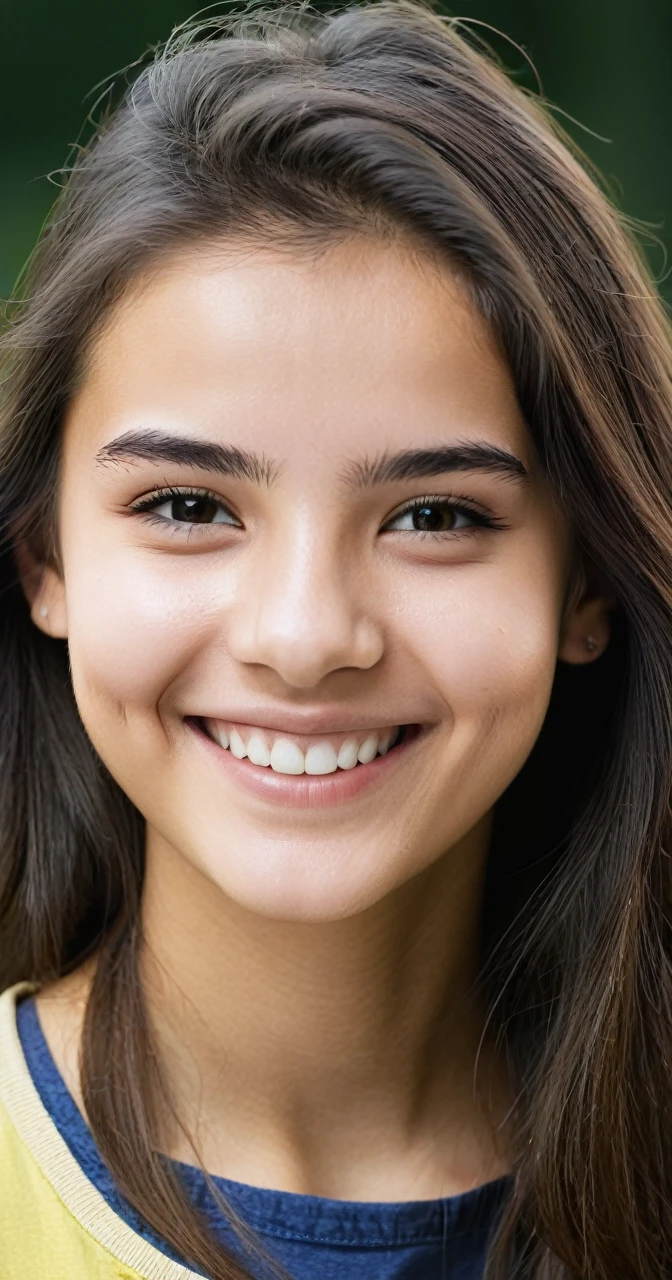 Young girl 18 years old, half height ,smiling