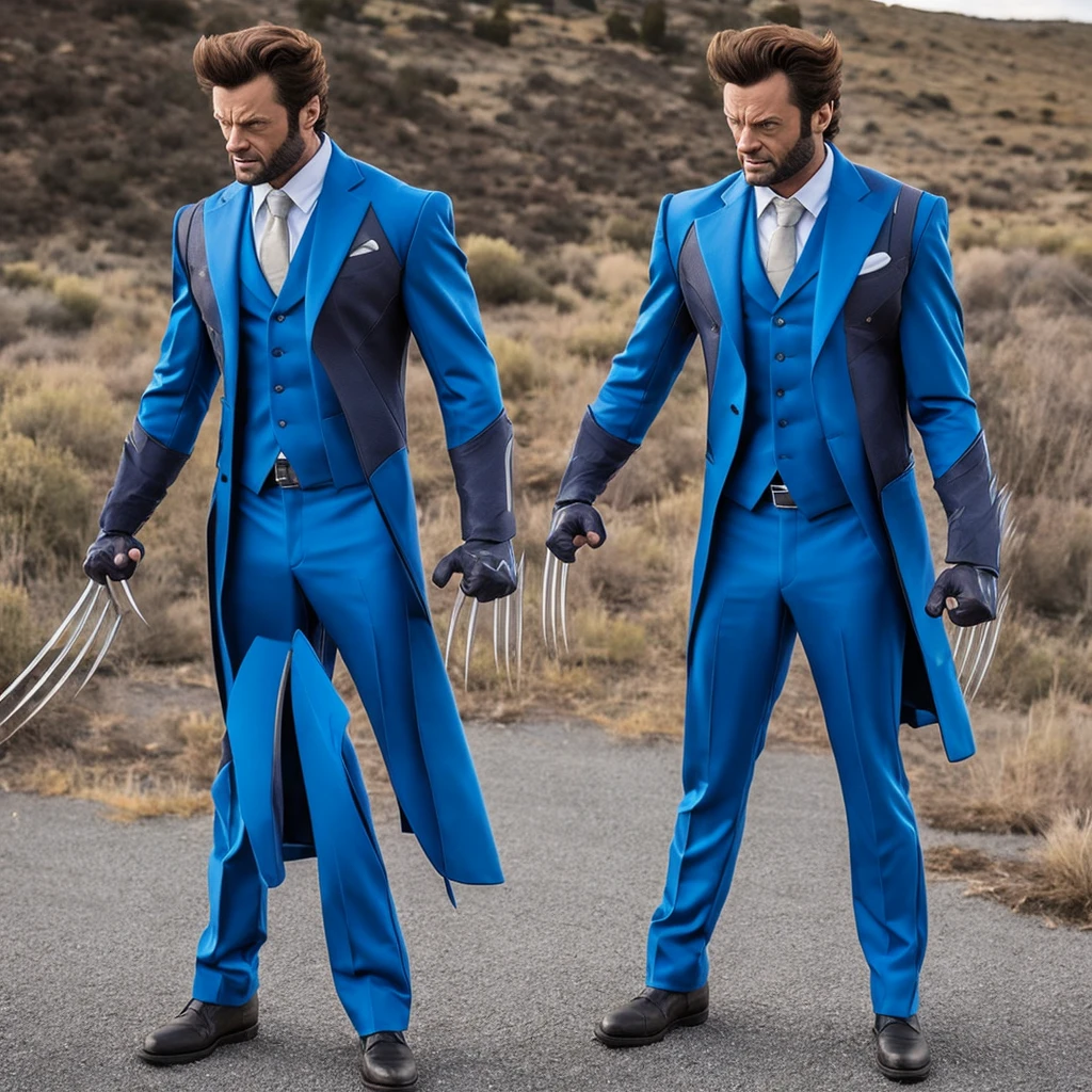 Wolverine classic suit, Marvel Comics, blue sky