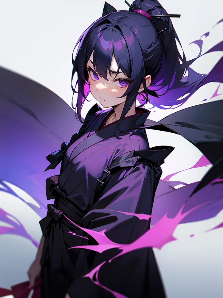 Black kimono、Dark purple shoulder strap