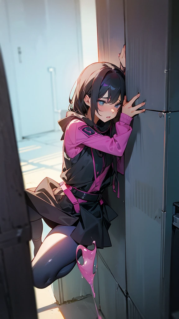 A girl hidding his sex parts with her hand