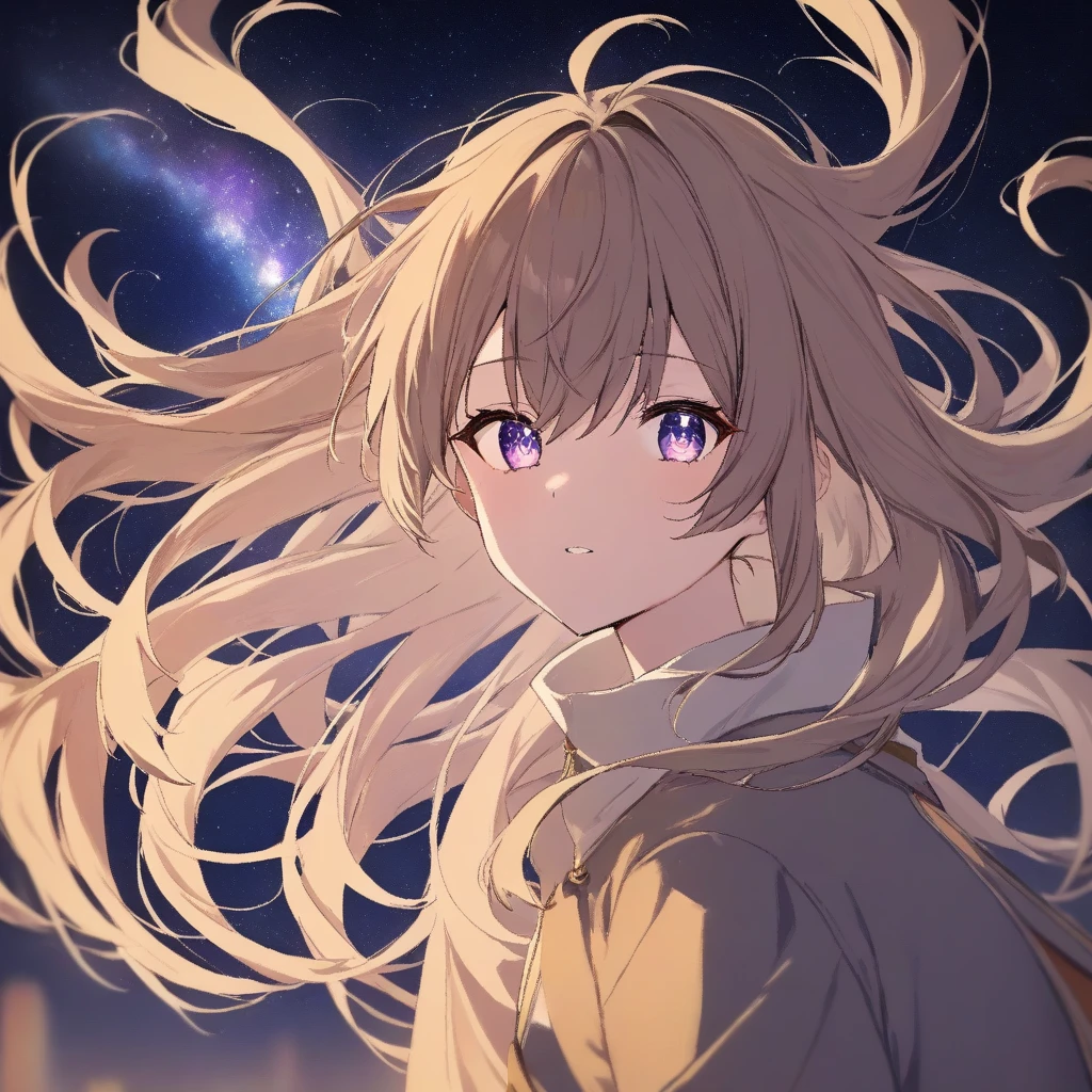 2 girls,Stars in the eyes, Messy floating hair, Hair color inside, The starry sky decorated my hair., depth of field,Masterpiece,best quality,Excellent quality,very good,