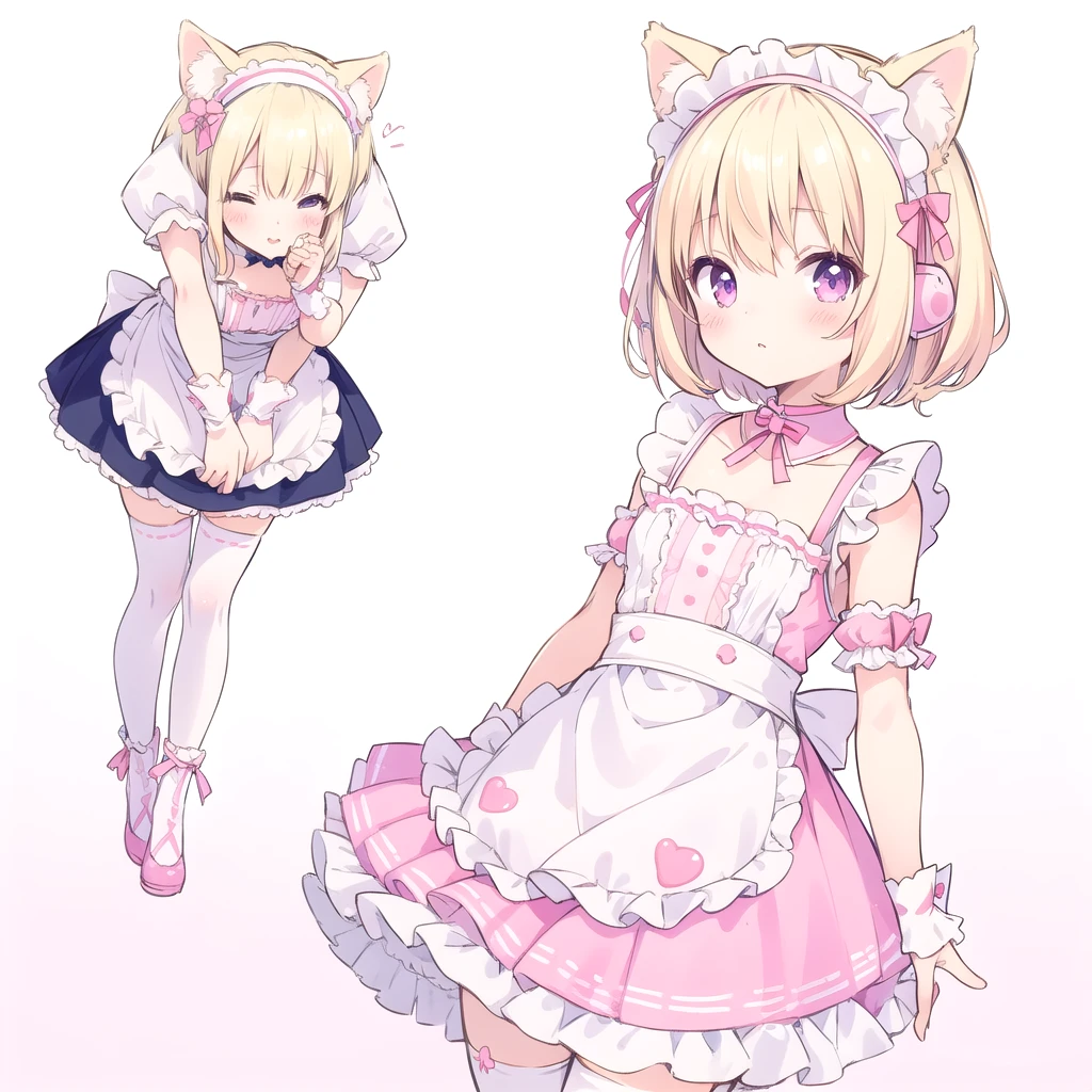 Kawaiitech,pastel color, kawaii,  cute colors ,scifi,  pink,
girl1,  dog ears,a high resolution, masterpiece, short hair, blonde hair, Animal ears mode, tape, headband, Maid&#39;s headdress, 