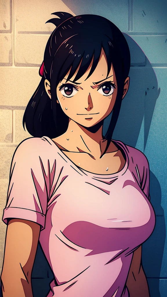 girl, sweat, medium breast, shy, detailed hand, looking at viewer, dynamic shadows, slight smile