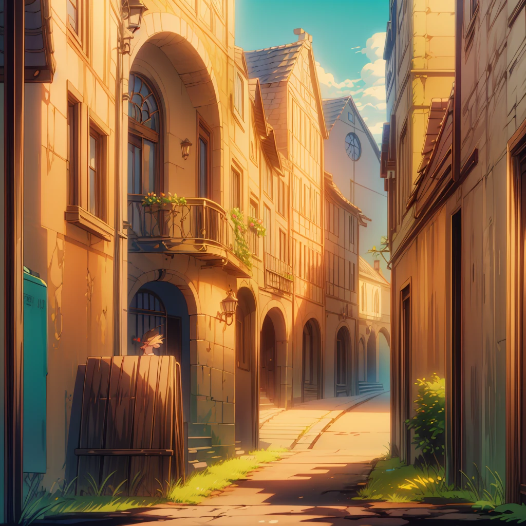 1girl,(anime coloring:1.2), best quality, looking at viewer, happy smile,short wavy hair, chestnut hair, feminine,(solid Maxi dress), (Light brown color Short sleeve Maxi dress:1.3),Medieval Europe,Ancient Village,((Fantasy)),900s AD,lively square,