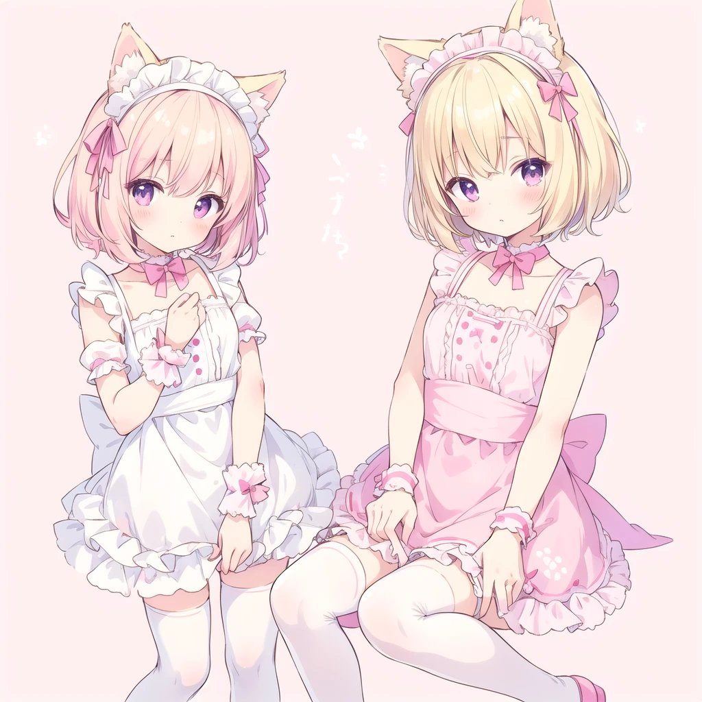 Kawaiitech,pastel color, kawaii,  cute colors ,scifi,  pink,
girl1,  dog ears,a high resolution, masterpiece, short hair, blonde hair, Animal ears mode, tape, headband, Maid's headdress, 