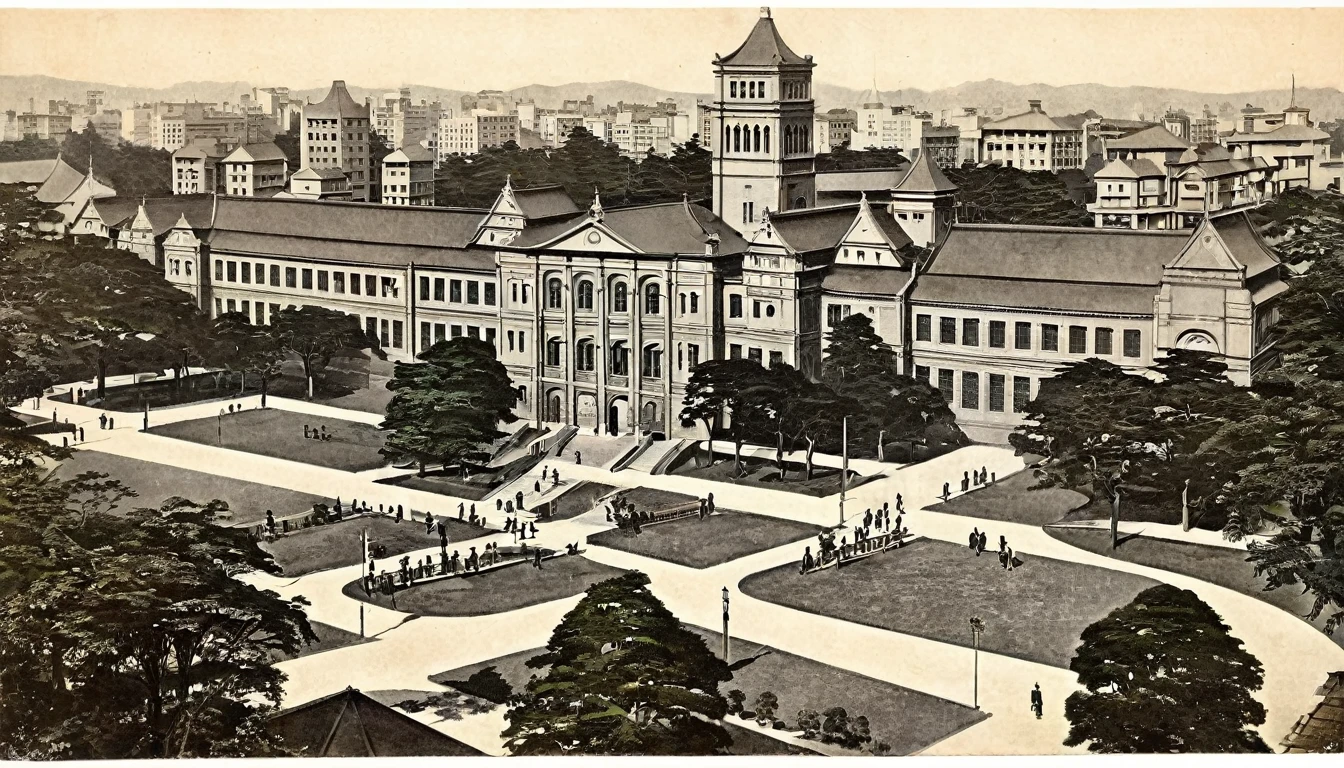 Tokyo University in the Early 20th Century: A depiction of Tokyo University during the time Miyuki Ishikawa attended, showcasing the academic environment of the period.

