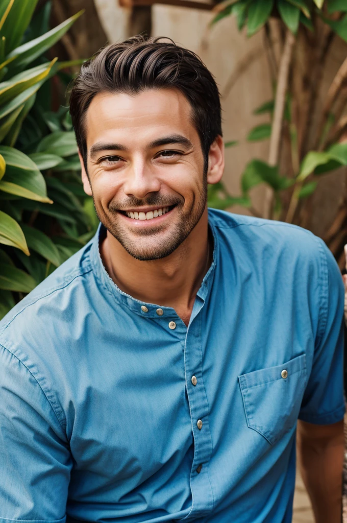 Imagine a smiling man thinking