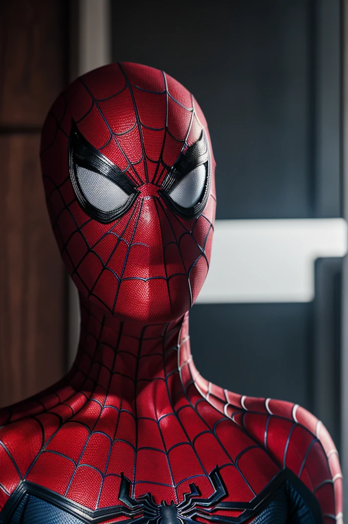 A photograph of Spider-Man, without mask, the 20s, bonitas, face detailed, looking at the camera, portraite, 8k hd, high qualiy
