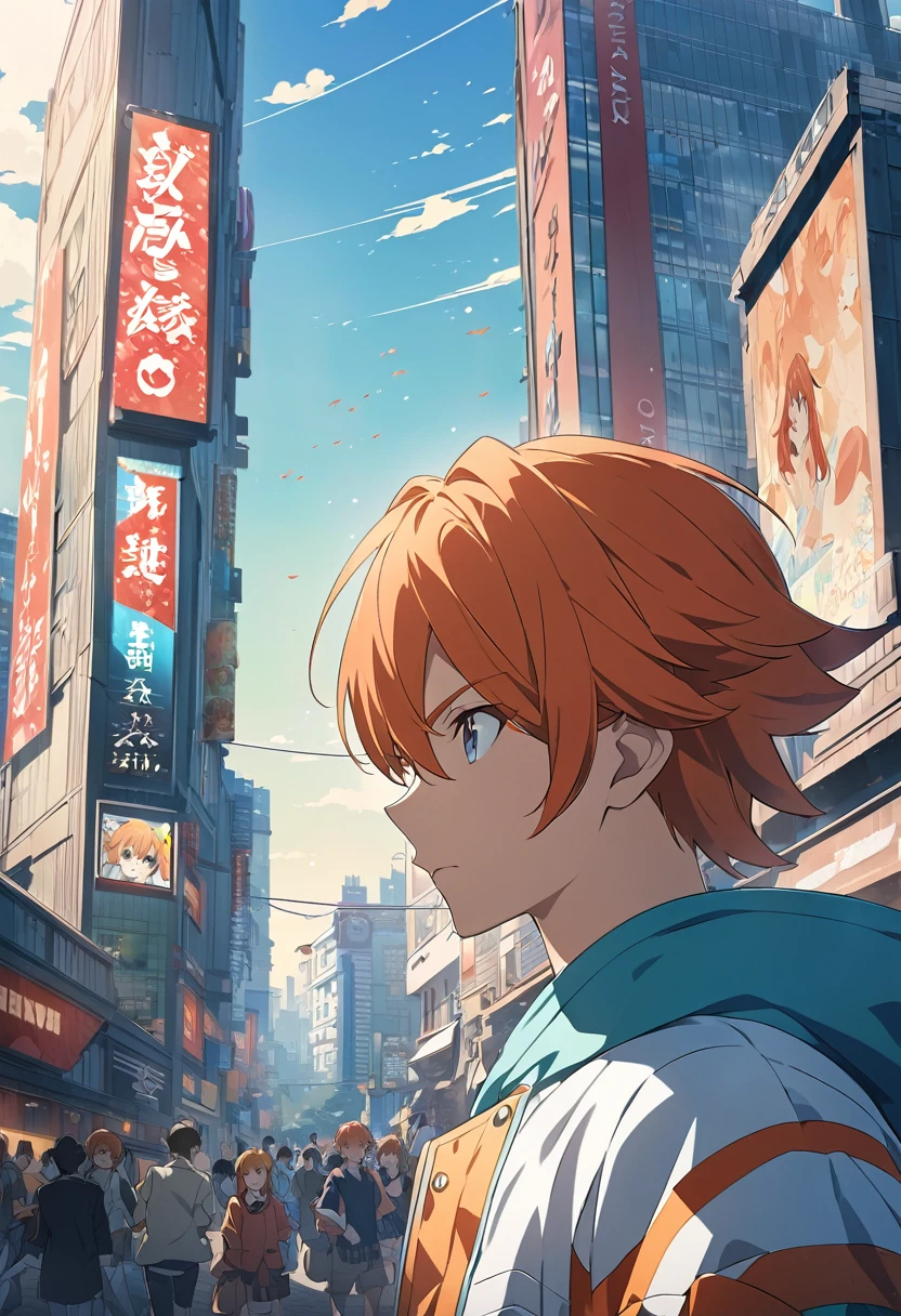 A man with orange hair and a hooded jacket is standing in front of a building, strawberry kurosaki, strawberry, anime wallpaper 4k, anime wallpaper 4k, Anime boy with orange hair, Ultra HD Anime Wallpaper, Amazing anime 8k, 4k anime wallpaper, bleach manga style, anime art wallpaper 4k, anime art wallpaper 4k, 4K Manga Wallpapers