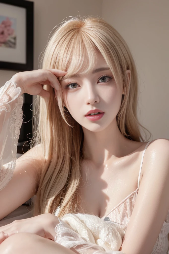 Tabletop, Highest quality, Very delicate and beautiful girl,Very delicate and beautiful, World Masterpiece Theatre, Very detailedな, Very detailed, Highest quality, Ash Blonde Hair, High resolution, Very detailed,1 Girl, Highest quality, shape, Looking at the audience, Material, canvas, Oil, Genuineistic, Realist ,Genuine,