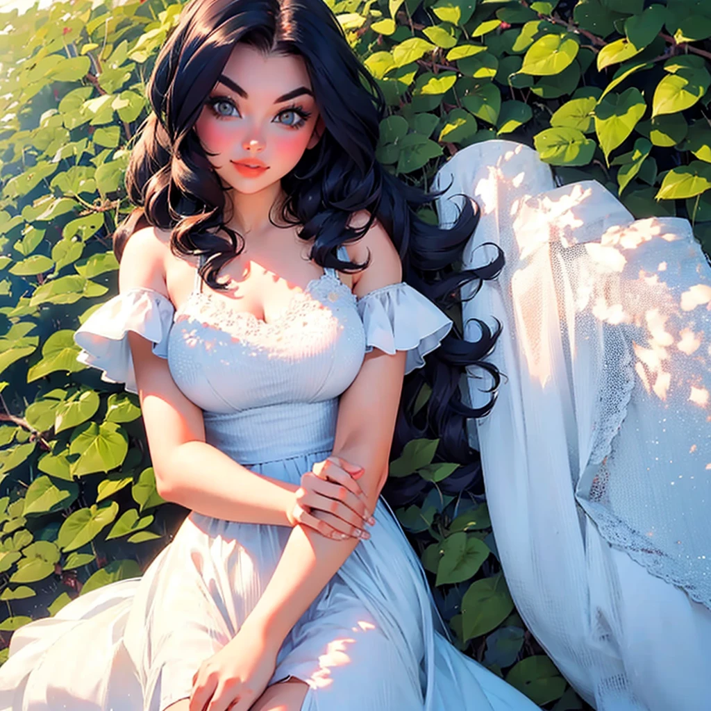 araffe woman in a white dress leaning on a fence, in style of petra collins, wearing a cute white dress, isabela moner, petra collins, :: madison beer, in a dress, soft devil queen madison beer, violet myers, wearing in a summer dress, pretty white dress, wearing white dress, lacey, charli bowater, sundress, white dress