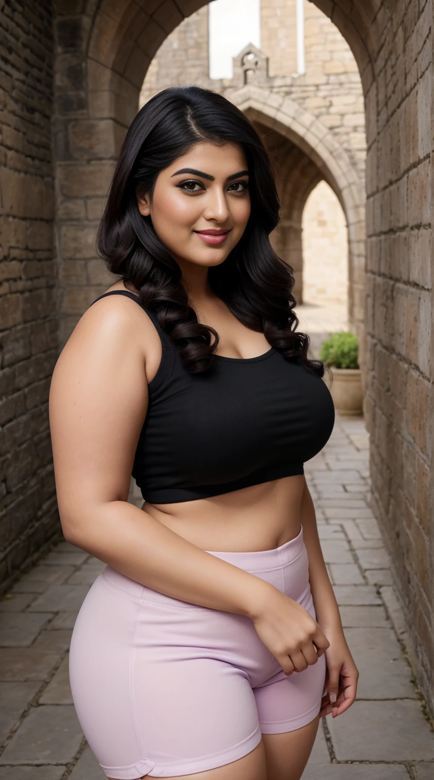 srabanti chatterjee Indian beautiful actress curvy plus size hour glass bulky figure woman, closeup camera view, wearing SHEIN Toddler Girls Drop Shoulder Tee & Cycling Shorts
SKU: sS2101210032136369
GBP£4.99
GBP£6.99
-29%
Including VAT
Color: Lilac Purple, different style hairstyle, bright eyes, thin eyebrows, fair skin, blushing cheeks, prefect head to toe view, full body view, Castle Courtyard: A medieval castle with stone walls, courtyards, and regal ambiance. smile face, black hair, Indian face, perfect skin tone light, ultra realistic skin texture