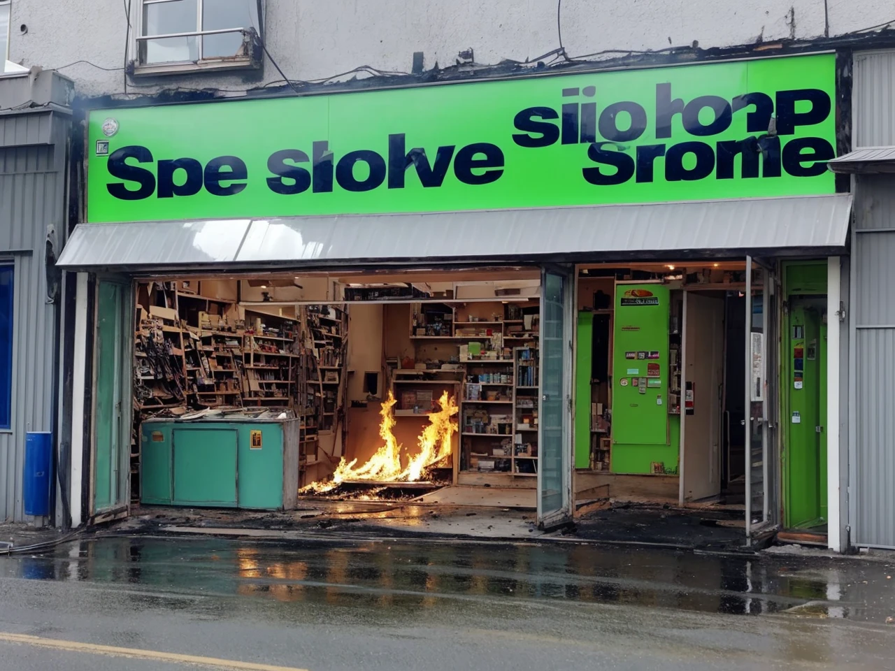 This shop on fire