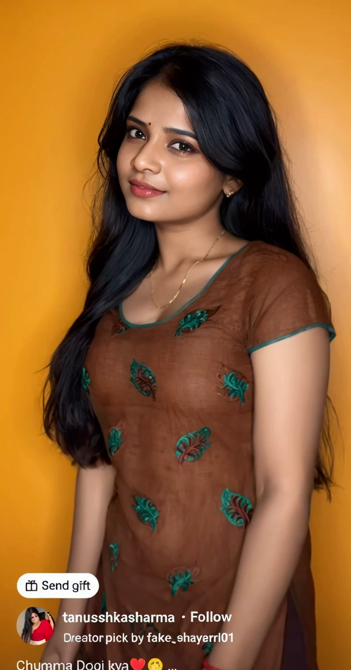 30 year old Indian girl in transparent pijama showing nude cleavage to the camera 