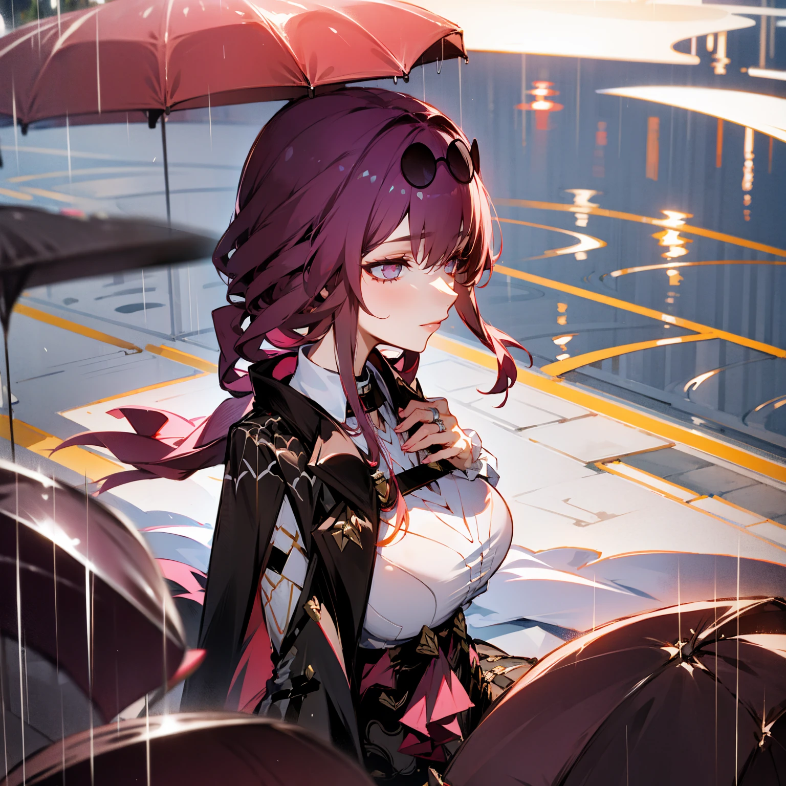 Girl, lovely, night time, rain