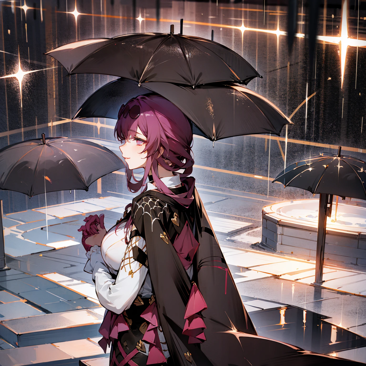 Girl, lovely, night time, rain