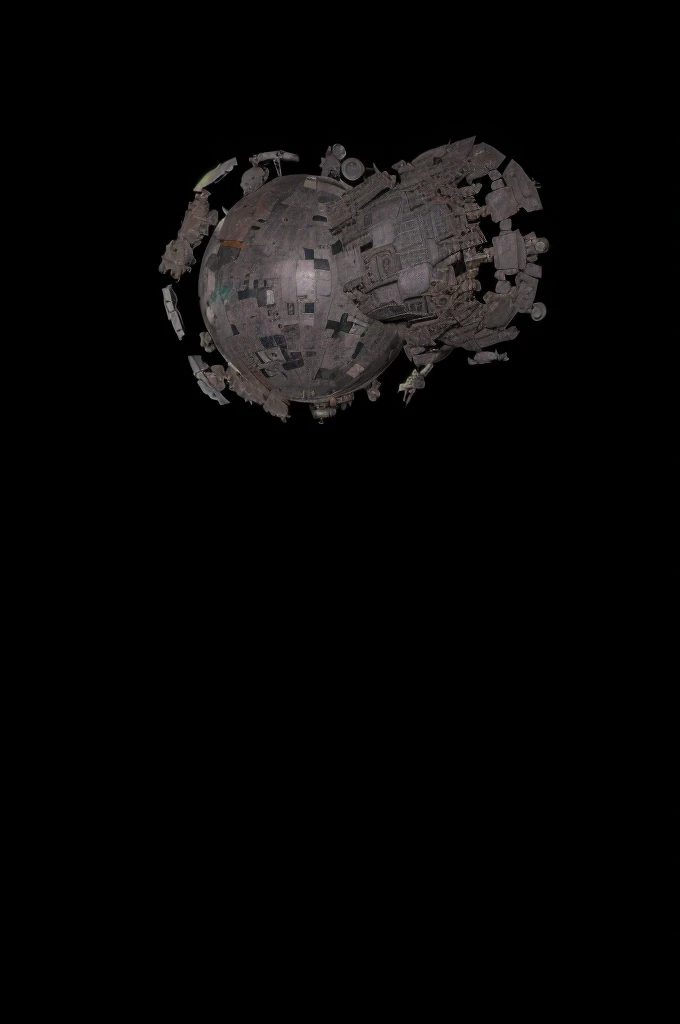 a battle moon space station surrounded by ship and space parts, masterpiece, best, photo realistic cinematic, hyper realistic battle moon, global space station fortress