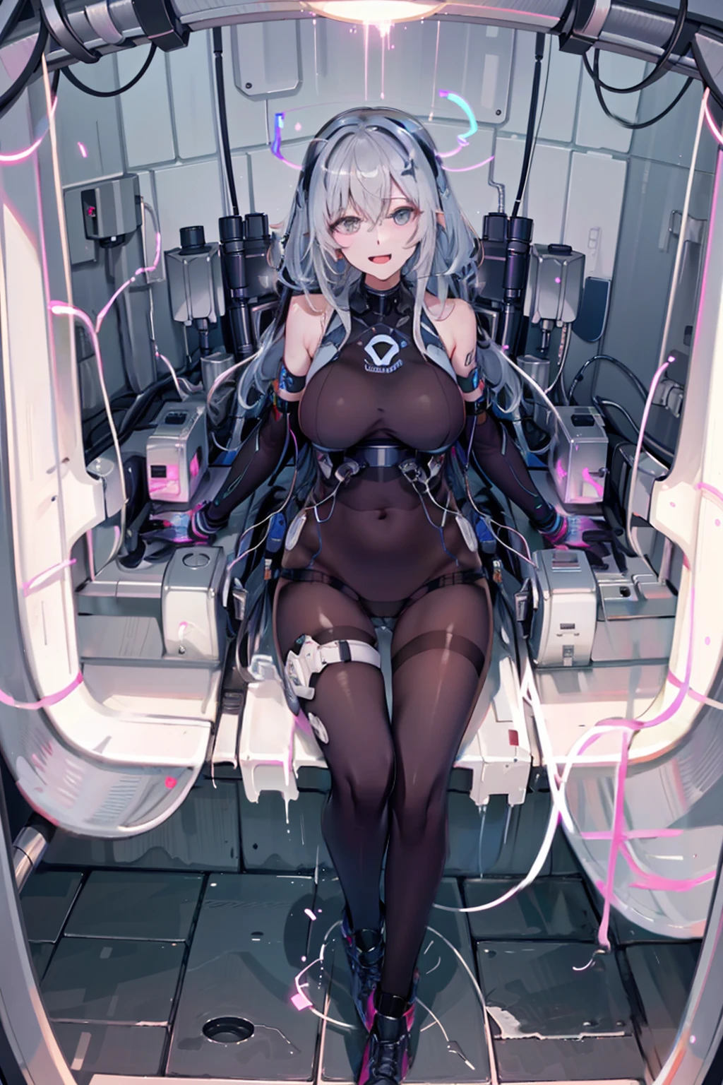 1 girl,NsfW,helmet, brainwash, visor, wires, Eri Aase ,(lovelive),clavicle, purple glowing eyes,absurdes, brainwashing,empty eyes, big breasts, No expression,(black latex tight bodysuit),avert your eyes , Whole body shape,(highest quality、4K、8k、High resolution、must have:1.2)、Super detailed、(reality、Realisticです、Realistic:1.37)、ticker、hyper HD、studio lighting、ultra definition paint、sharp focus、Physically based rendering、extreme details、Professional specifications、vibrancy and color、blurry、sports portrait、landscape、horror style、anime big breasts、sf、photograph、concept artist、five fingers, perfect body,  {{{masterpiece}}}, {{{highest quality}}}, {{Super detailed}}, {shape}, {{very delicate and beautiful}},Improved cost performance、all roles、Canon 5D MK4でphotograph、photograph, 