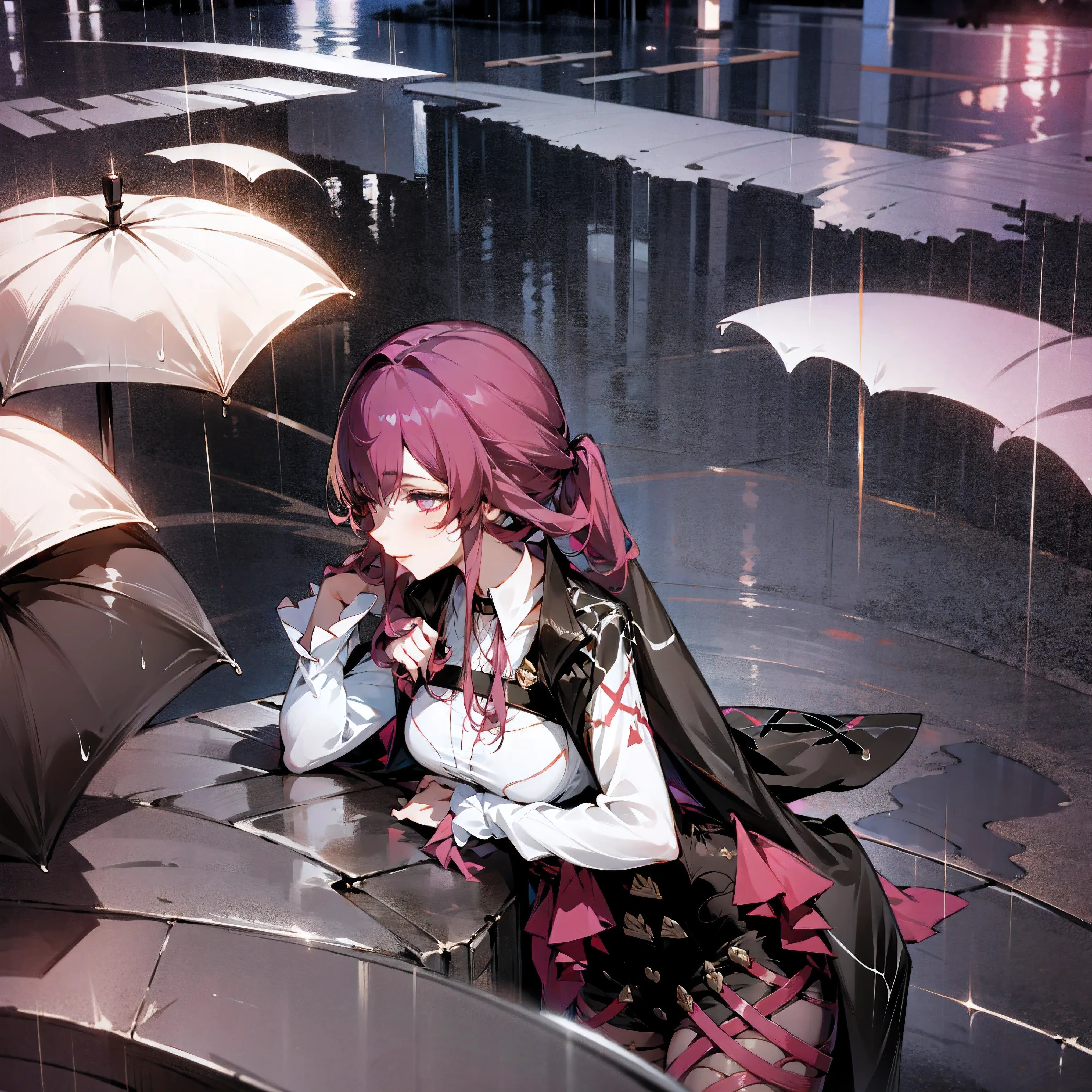 Girl, lovely, night time, rain