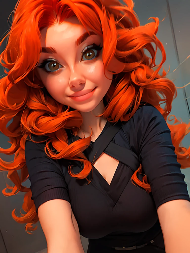 a close up of a woman with red hair and a bra top, amouranth, better known as amouranth, amouranth as a super villain, young beautiful amouranth, ginger wavy hair, long wavy orange hair, orange glowing hair, orange skin and long fiery hair, flowing ginger hair, orange hair, long orange hair, ginger hair