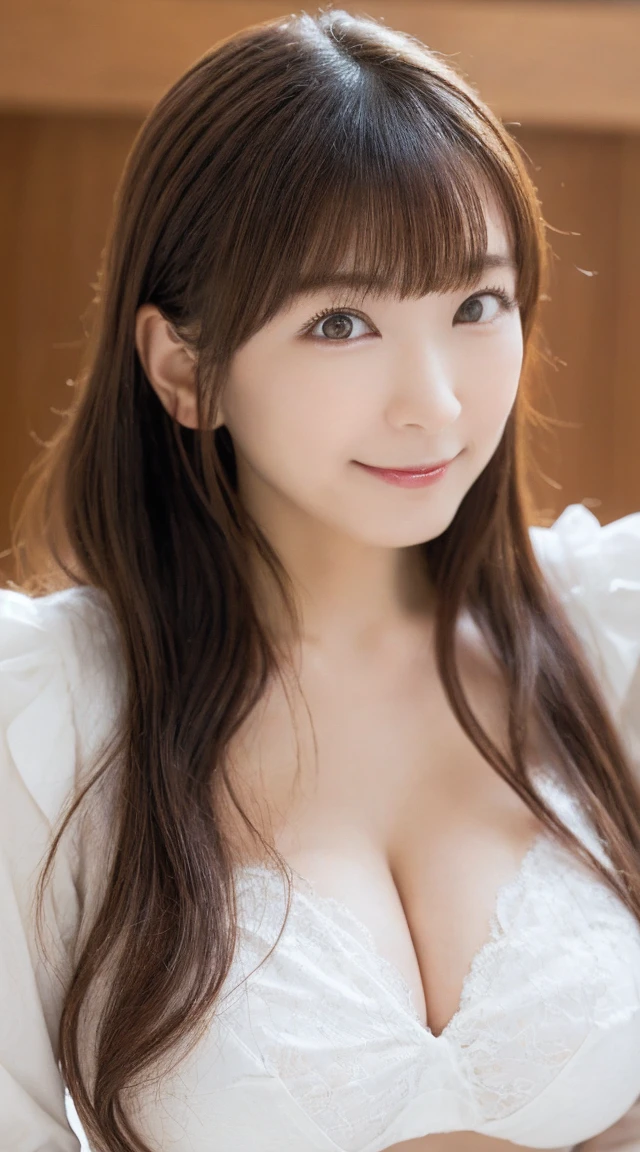 2 OLs, Highest quality,  Very detailed, finely, High resolution, 8k wallpaper, Perfect dynamic composition, finelyて美しい目,  Natural Lip, (Big Breasts:1.4), Cleavage, smile,(Horie Yui:1.6)