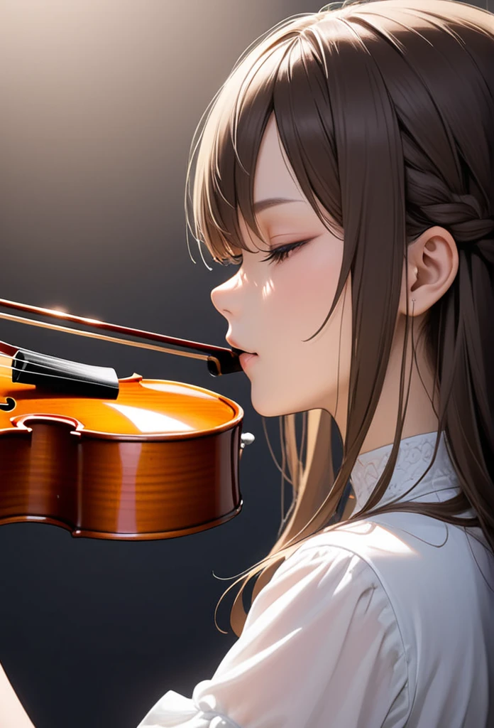Girl playing violin. Profile Main