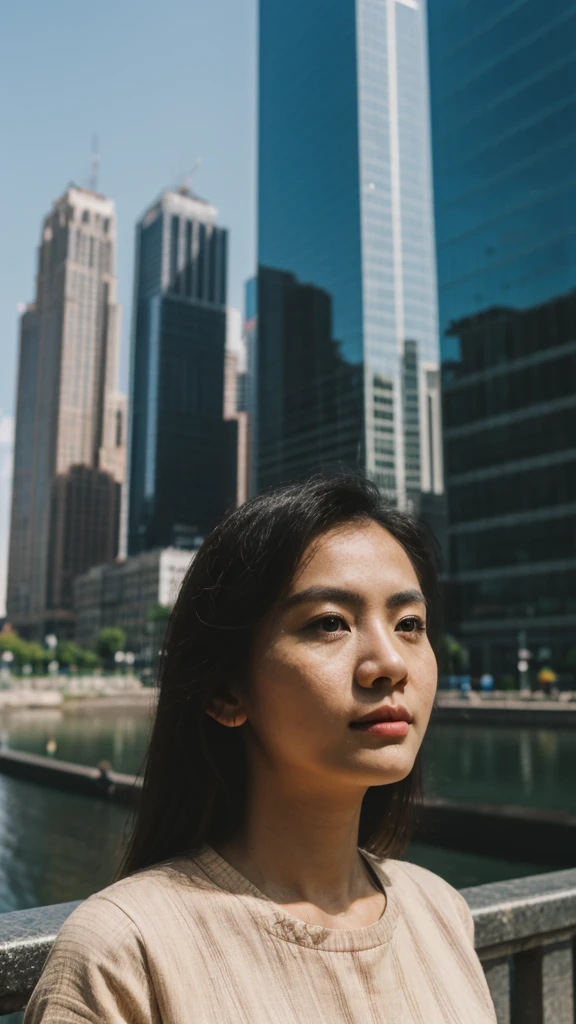 (8ก, raw photos, best quality, Masterpiece: 1.2), (realistic, realistic: 1.37), 1 woman, city background, symbol .50 mm lens