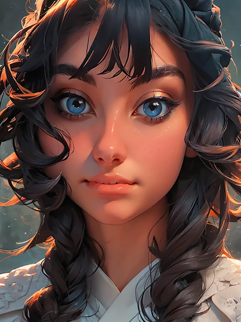 portrait, girl, middle ages, classicism, andrey atroshenko style, painting, pierced eyes, beautifully styled hair, traditional media, realistic, figurative, fine art, oil on canvas, HDR, 8K, original character, high resolution, high detail, focus on the face, beautiful eyes