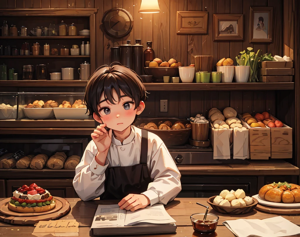 "Confectioner replies slyly, claiming the lighter weight benefits the villager Young ( boy) ."