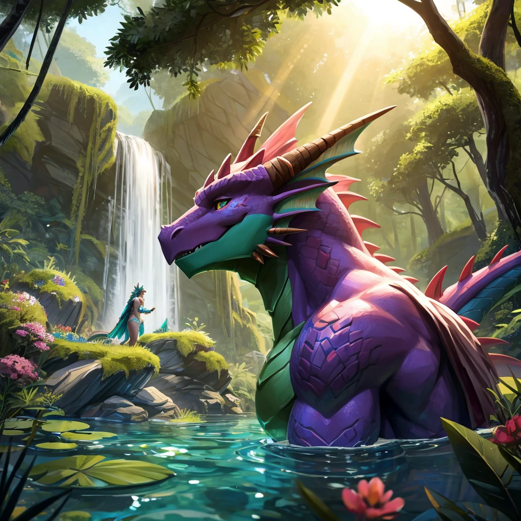 HD, World of Warcraft,tract,A beautiful and detailed portrait of a large male wild scaly cat,Petrochemical,Petrochemical,statue,Stone statue,moss,crack,dragon, Hiroshi,Solitary, template, big Body, sexy Body, shrink Body, Brown_Anti-shading,goddess, Looking at the audience, minus, Ross Chen,Ruan Jia, Popular on ArtStation, Foxworth, light, Body, Tempting, full Body, Looking at the audience, ambient soft lighting, 4K, outdoor, nature, forest, Trees, grass, plant, Flowers, river, Caustic lines, Water Flow, ripple, (case:1.2), pond, jungle, Lush leaves, (((side view,layout,Third person perspective,lower))),NSFW