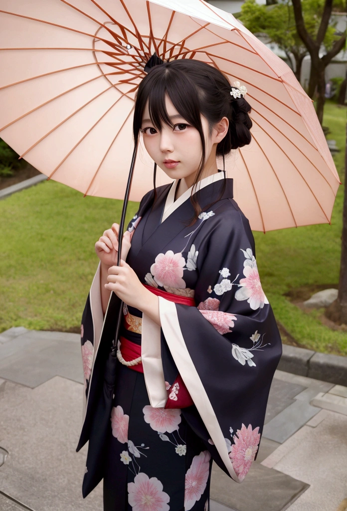 Japanese girl holding an umbrella
