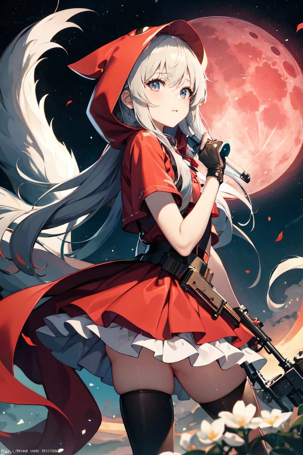 Machine gun、Little Red Riding Hood、Red Moon、anime