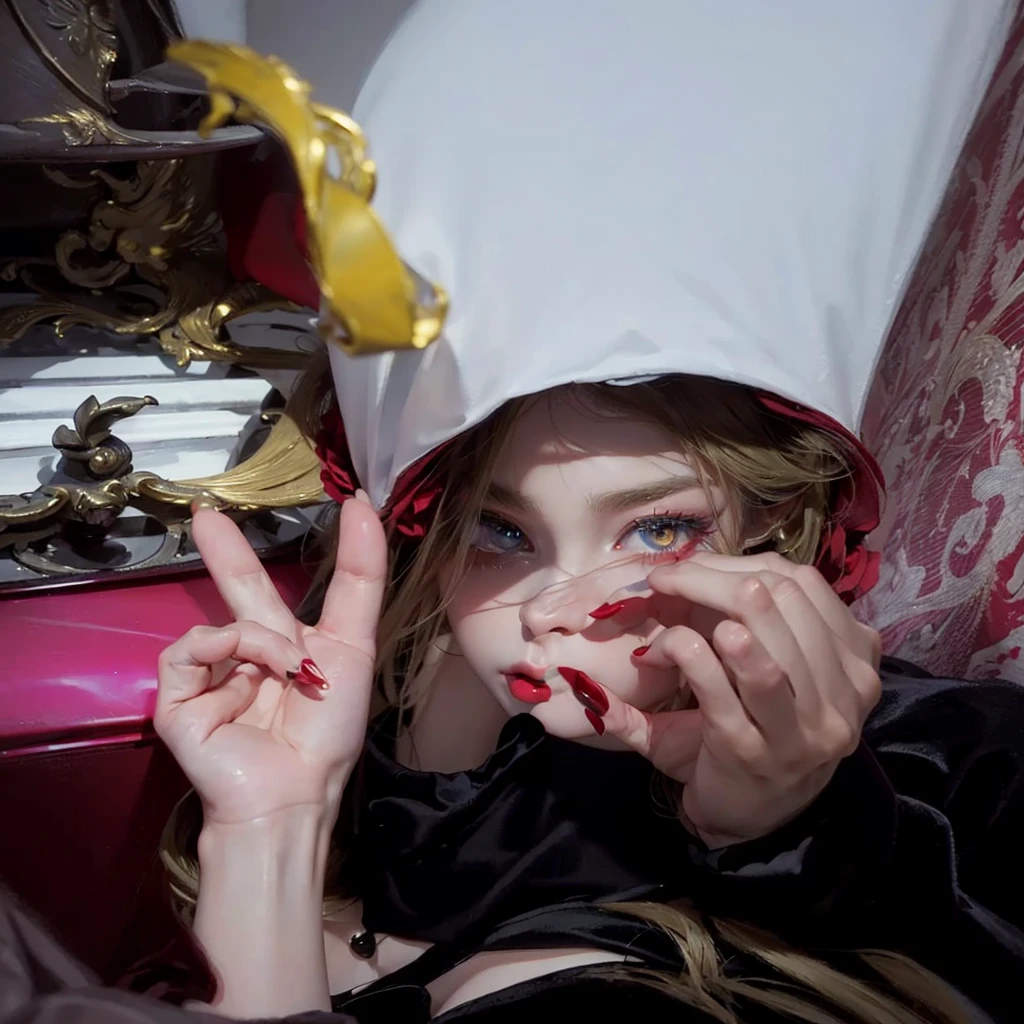 masterpiece, highest quality, (solo focus), (perfect face:1.1), (high detail:1.1), (hyper detailed eyes), dramatic, 1guy, (Pale skin), long blonde hair, (red irises), individual focus, Vampire, long hair, moon, night, Red luxury suit, pouty lips, castle, detailed background, art by artgerm, cinematic lighting, red roses, fashion
