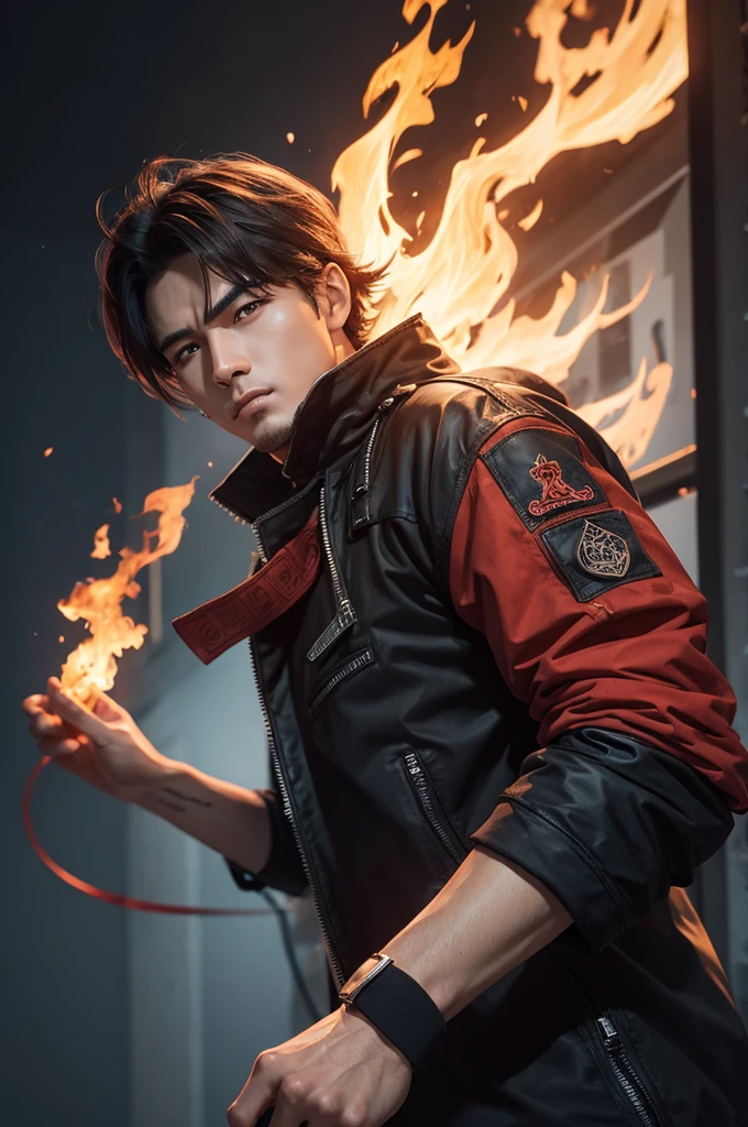 Fire style man character with