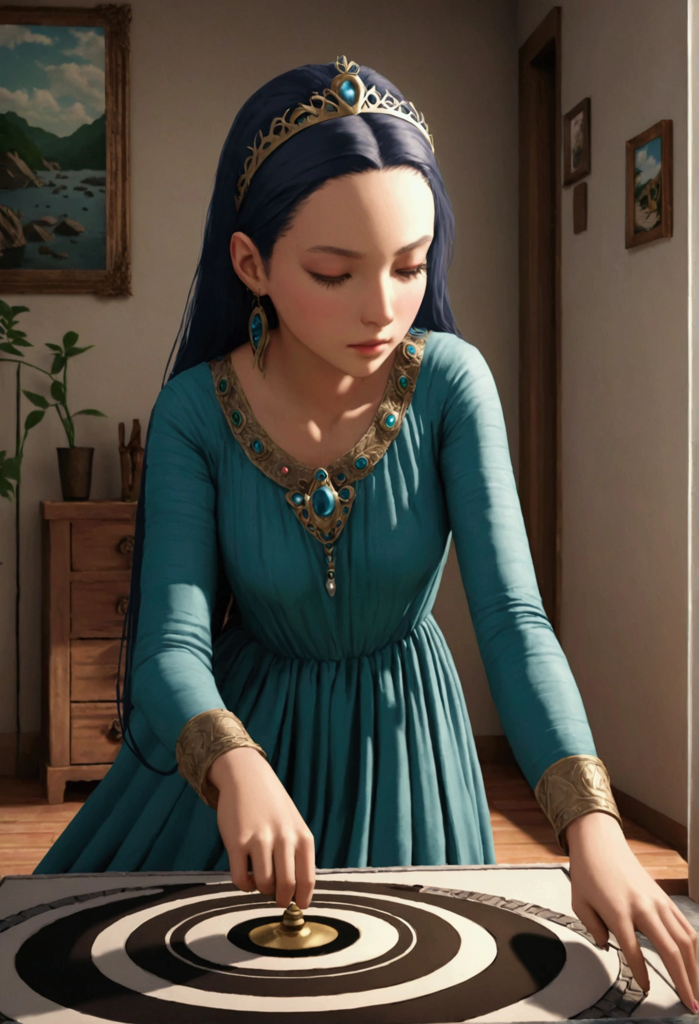 A girl playing a siririca in her ultra realistic home