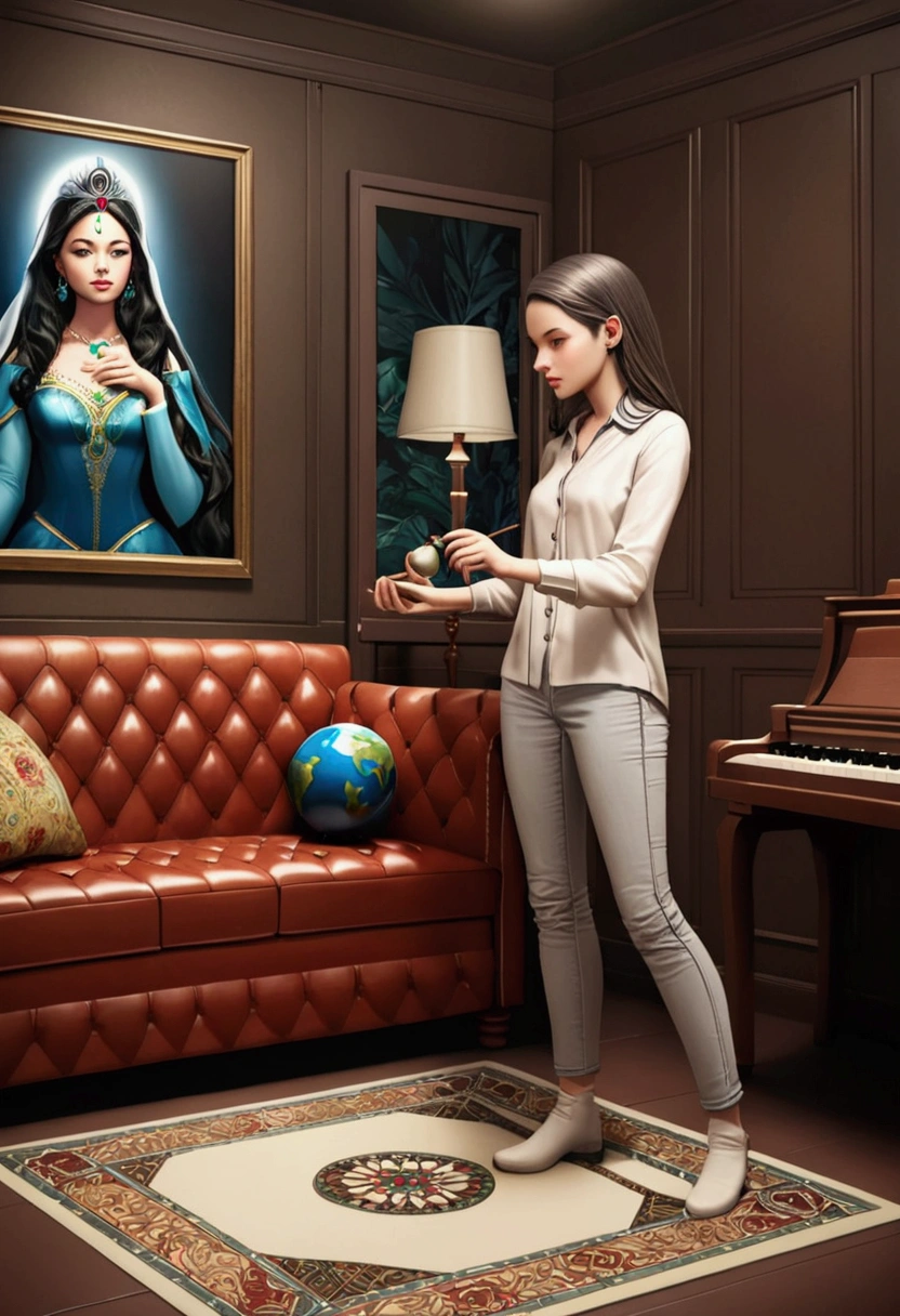 A girl playing a siririca in her ultra realistic home