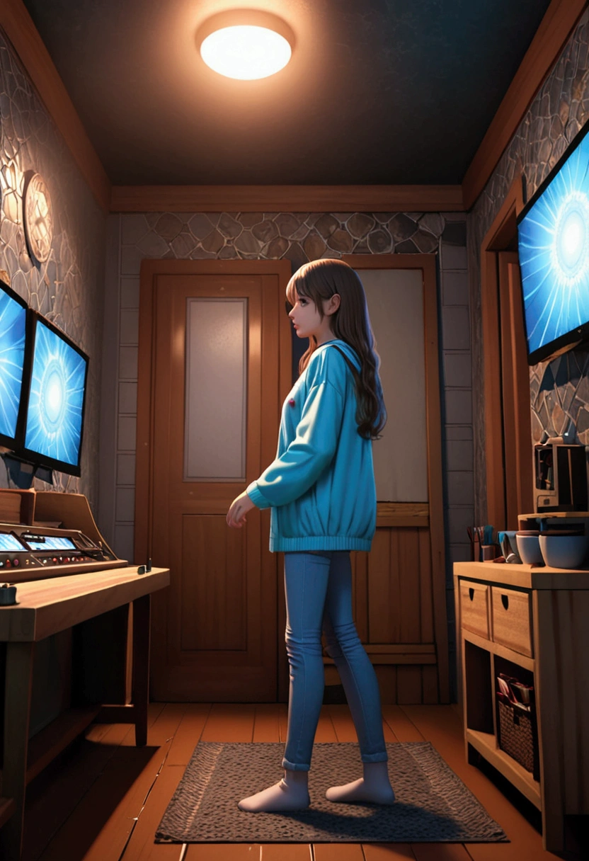 A girl playing a siririca in her ultra realistic home