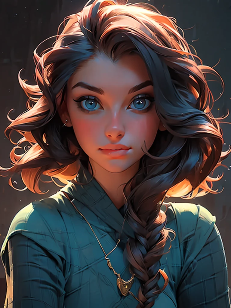 portrait, girl, middle ages, classicism, andrey atroshenko style, painting, pierced eyes, beautifully styled hair, traditional media, realistic, figurative, fine art, oil on canvas, HDR, 8K, original character, high resolution, high detail, focus on the face, beautiful eyes
