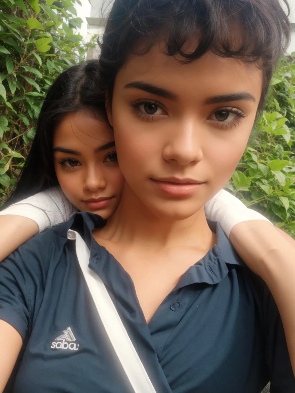 2girls, beautiful girls, wearing eyeglasses, brown skin, small mole on her right cheek, half body, Body Length 150 cm, 17 years old, brown skin girl, lesbian kissing.(short black hair, Street hairstyle) , (black eyes), realistic eyes, beautiful and big eyes), feminine clothing, girls clothes, Wearing sneakers, Small breasts, (8k wallpaper), (Living room wallpaper) 8k, high quality, realistic, beautiful realistic, Cool details, raw photo, realistic clothing, short hair, black hair, realistic hair, Light and cool lighting, photo realistic, Cel shaded, Gel lighting, ultra details