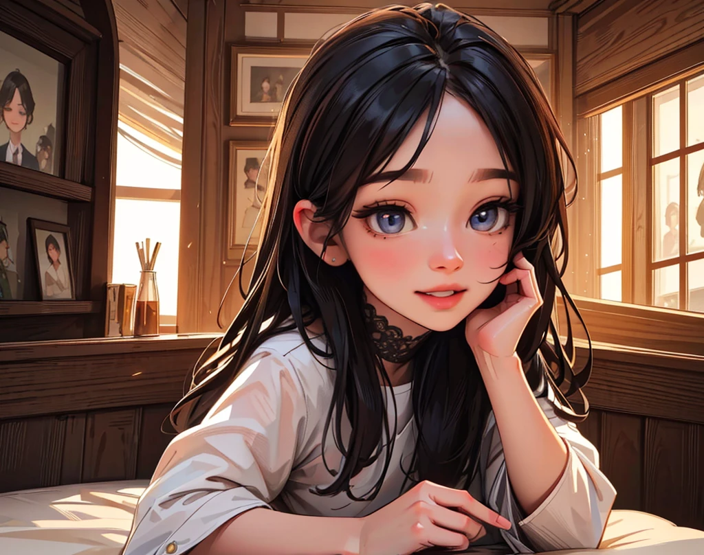 a young boy from a village, smiling with satisfaction after paying the full amount for properly weighed sweets, detailed portrait, beautiful detailed eyes, beautiful detailed lips, extremely detailed face, longeyelashes, villager clothing, intricate details, (best quality,4k,8k,highres,masterpiece:1.2),ultra-detailed,(realistic,photorealistic,photo-realistic:1.37),portrait,vibrant colors,warm lighting