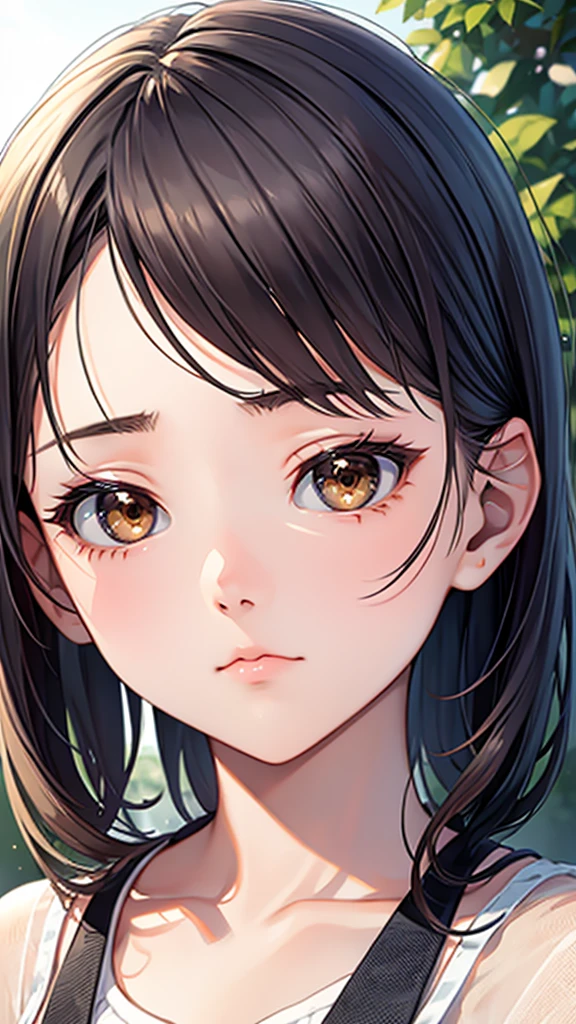 17 years old、beautiful girl、Expressionless、face closeup、love