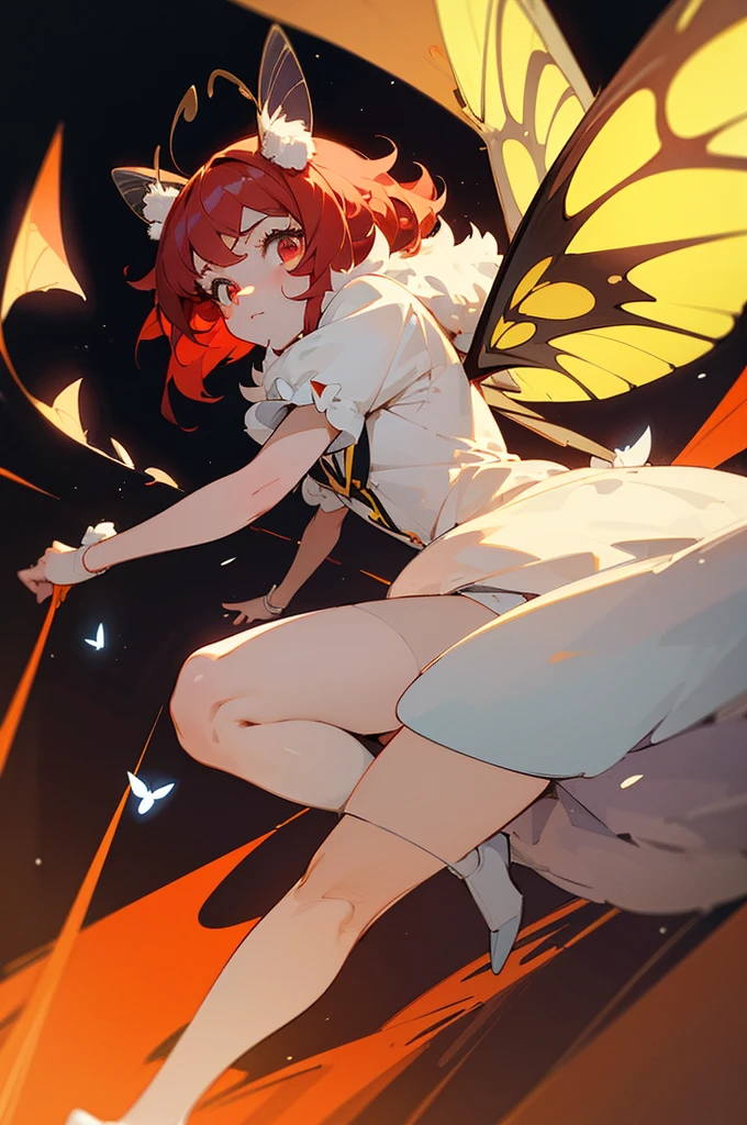 (masterpiece, best quality:1.1),popart,flat color design,ten girl,cute, (girl wearing a moth costume,moth wings,fluffy moth fur,moth antennae),red eyes,navy hair,fullbody,in night forest,dynamic angle,dynamic angle,beautiful lighting,photographic portrait, sharp,
