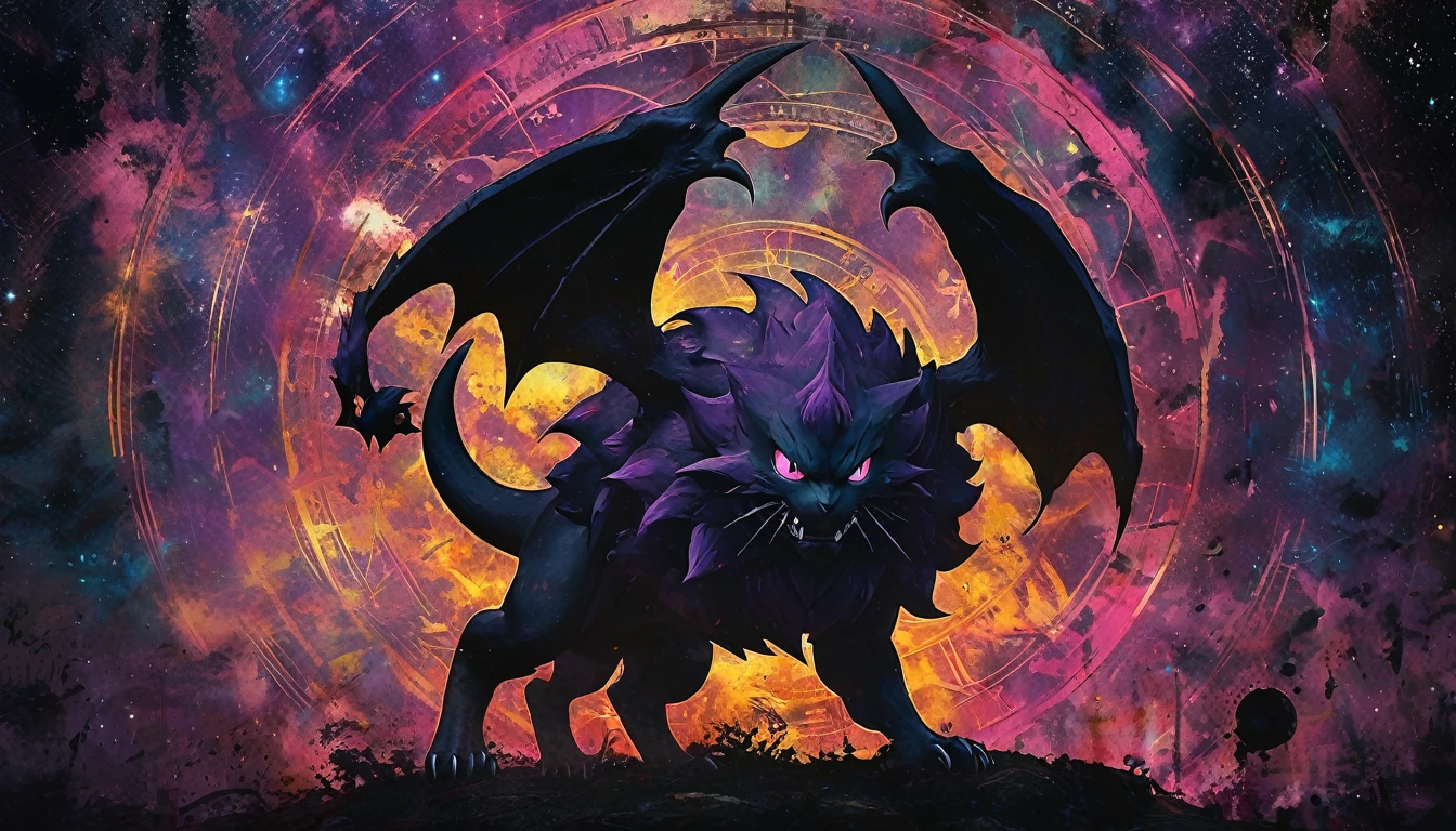 (moonligh:1.2), (Intricate:0.7), (high détail:1.2), (pokemon:1.3), (sharp focus:1.1), [Explicit content, Questionable content], (work of art, best qualityer, 4K, 2k, shadowed, absurd resolution), monochrome, arte linear, pokemon, umbreom, purple color in the background.