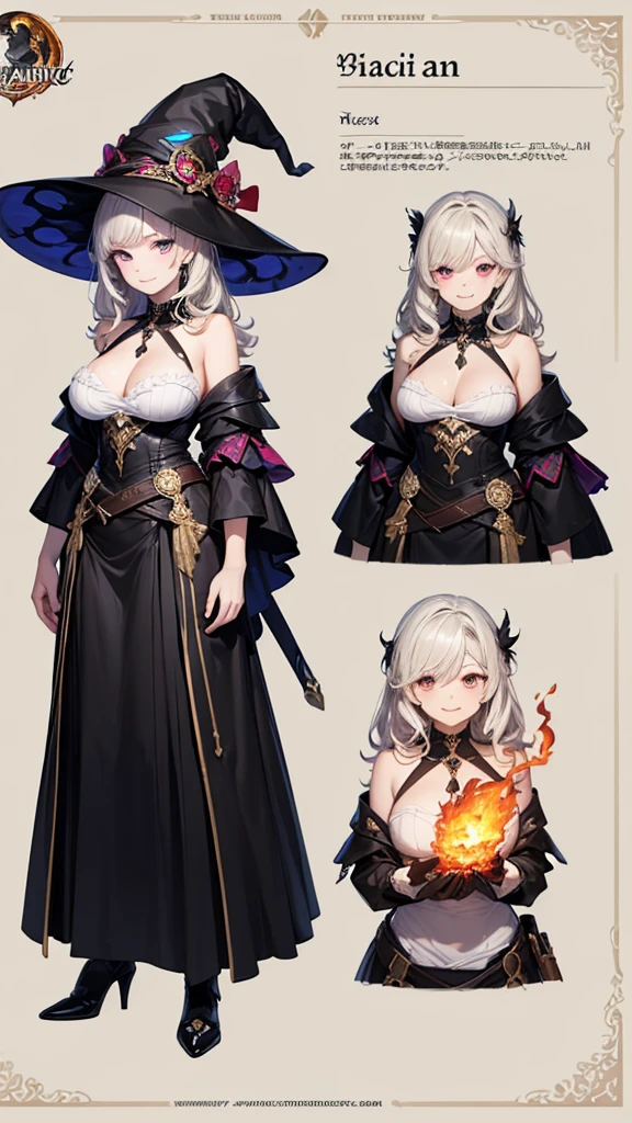 (masterpiece, Top quality), detail, ((Character Concept Art)), (1 名woman, woman, Black long skirt, Witch Hat,young，12 years old，Casting Magic，huge flame，Huge fireball, Shoulderless neckline，Witch clothing fabric, Many parts), (Pale skin), (detailed Eyes), detailed Face, ((Charming smile emoji)), Athlete&#39;s body, Black hair, Long hair, ((Charming smile emoji)), details, Animated baby, wallpaper, game illustration, Animagine XL Baby, Long hair long style, ((Cast fire magic, Fire Mage)), detail, Anime babe, wallpaper, game illustration, Animagine XL Baby, Dōjin works, cartoon