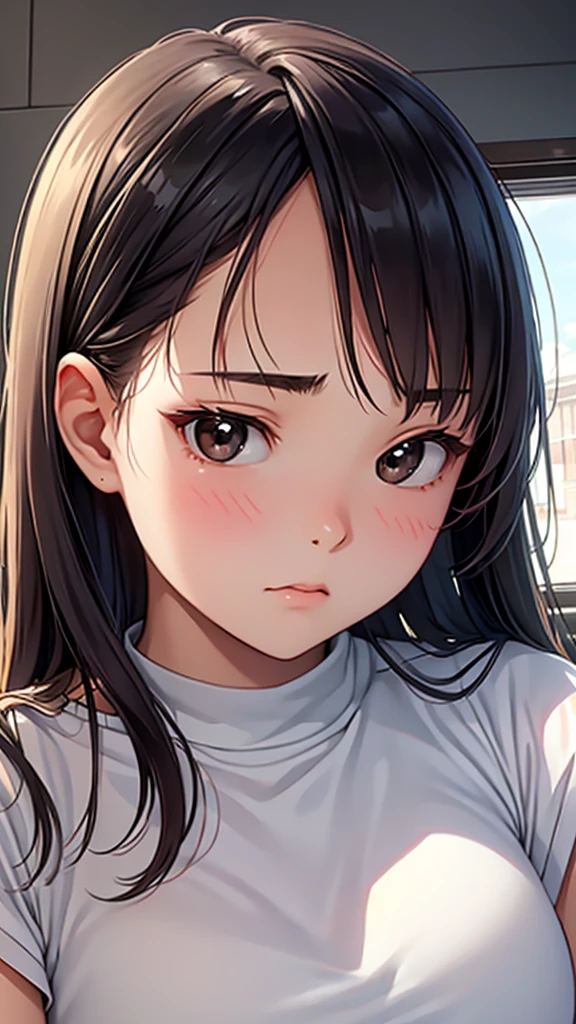 17 years old、beautiful girl、Expressionless、face closeup