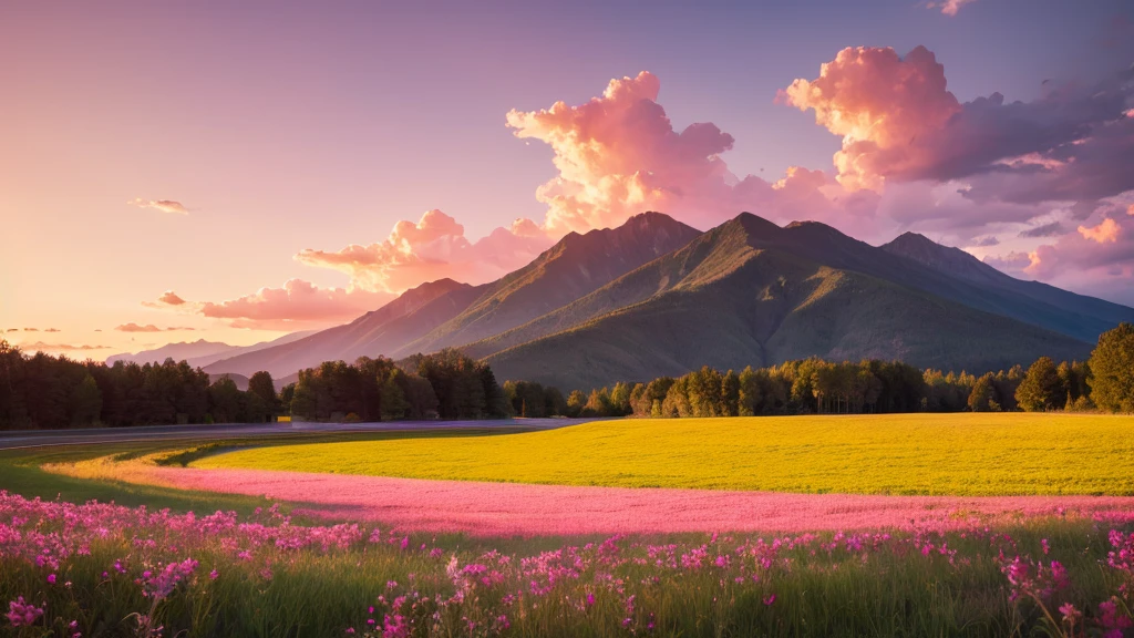 Beautiful landscape, sky, light, clearwater, summer, gold ,pink